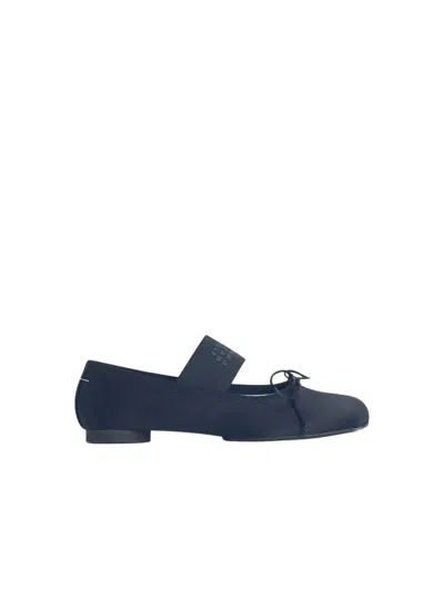 Mm6 Maison Margiela Black Polyester Ballet Flats
