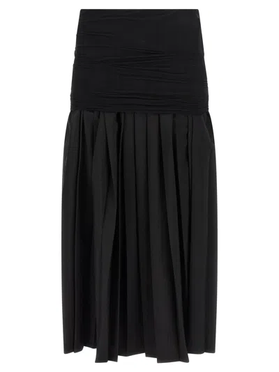Mm6 Maison Margiela Pleated Wool-blend Skirt In Black