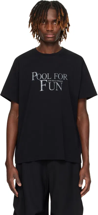 Mm6 Maison Margiela Black 'pool For Fun' T-shirt In 900 Black