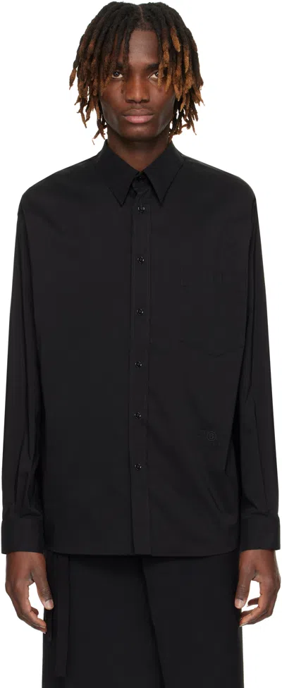 Mm6 Maison Margiela Black Poplin & Satin Shirt In 900 Black