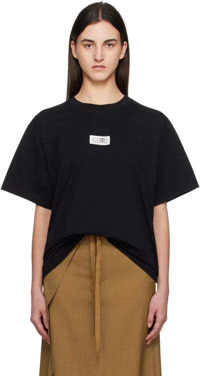 Mm6 Maison Margiela Black Print T-shirt In 900 Black