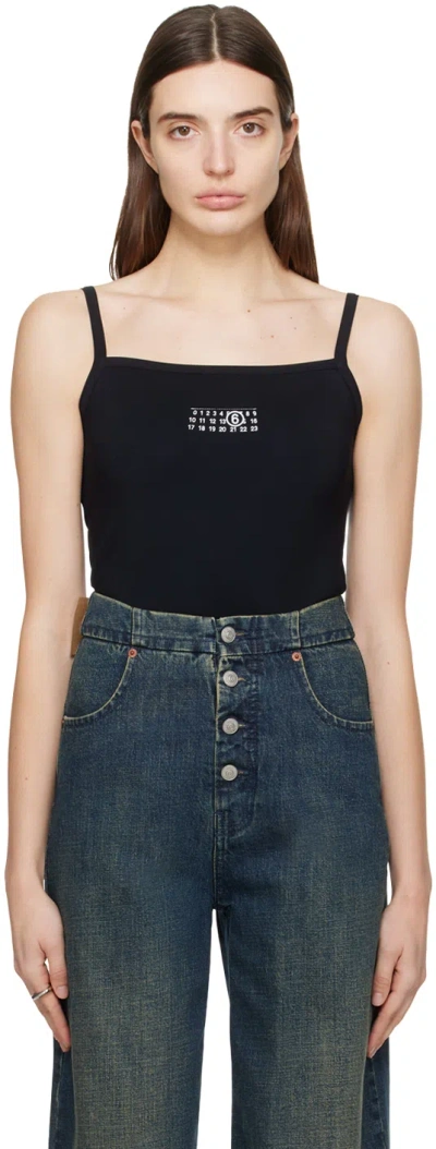 Mm6 Maison Margiela Black Printed Bodysuit In 900 Black