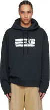 Mm6 Maison Margiela Drawstring Hood Kangaroo Pocket Ribbed Cuffs In 900 Black