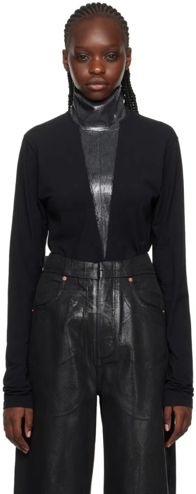 Mm6 Maison Margiela Black Printed Turtleneck In 900 Black