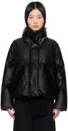 Mm6 Maison Margiela Pleather Puffer Jacket In 900 Black