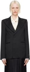 Mm6 Maison Margiela Black Raw Edge Blazer In 900 Black