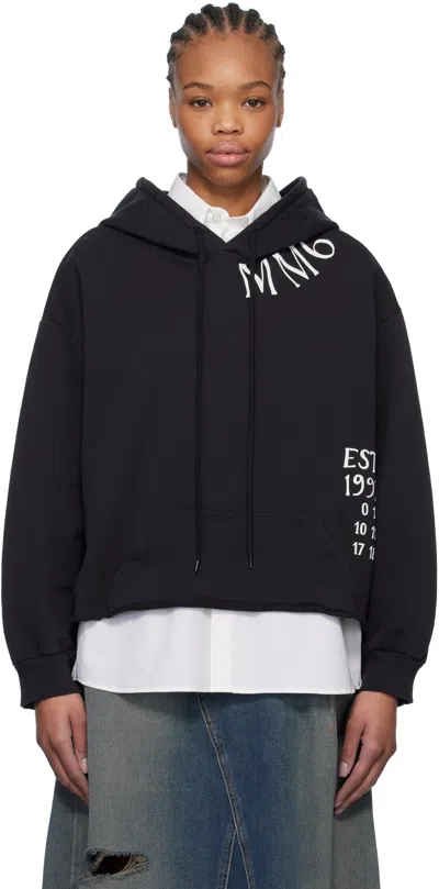 Mm6 Maison Margiela Black Raw Edge Hoodie In 899 Washed Black