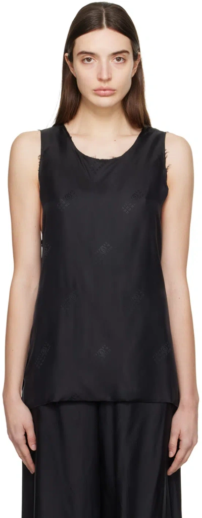 Mm6 Maison Margiela Black Raw Edge Tank Top In 961 Black