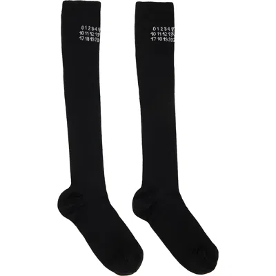 Mm6 Maison Margiela Black Rib Knee-high Socks