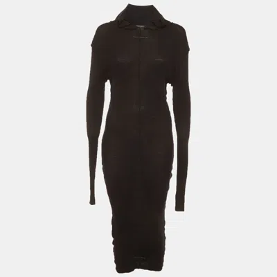 Pre-owned Mm6 Maison Margiela Black Rib Knit Reversible Midi Dress Xl