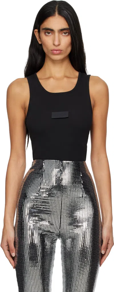 Mm6 Maison Margiela Numeric Logo Patch Stretch Cotton Tank In Blue