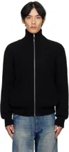 Mm6 Maison Margiela Mm6 By Maison Margiela Ribbed Wool High-neck Zip-up Sweater In Black