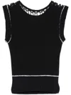 Mm6 Maison Margiela Black Ribbed Knit Top With Mesh Inserts