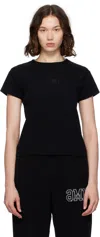 Mm6 Maison Margiela Black Ribbed T-shirt In Black