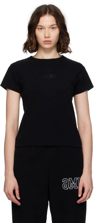 Mm6 Maison Margiela Black Ribbed T-shirt