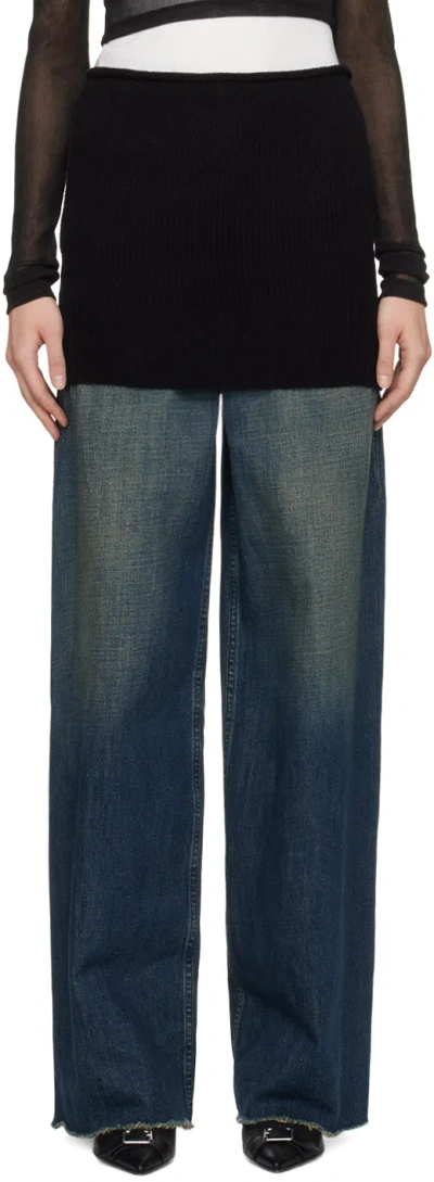 Mm6 Maison Margiela Black Rolled Edge Miniskirt In 900 Black