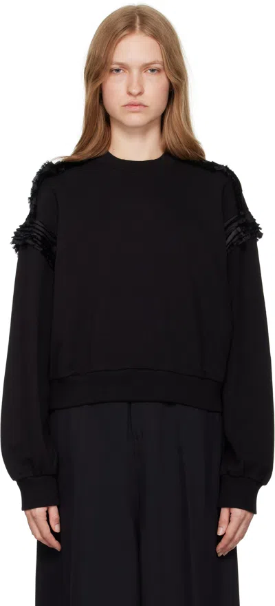 Mm6 Maison Margiela Black Ruffled Sweatshirt In 900 Black