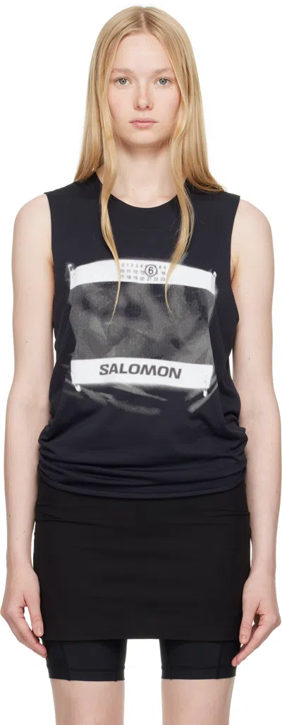 Mm6 Maison Margiela Black Salomon Edition Abstract Print Sport Top
