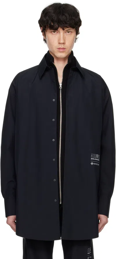 Mm6 Maison Margiela Black Salomon Edition Long Sleeve Shirt In Deep Black