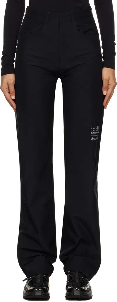 Mm6 Maison Margiela Black Salomon Edition Taffeta Trousers In 900 Deep Black