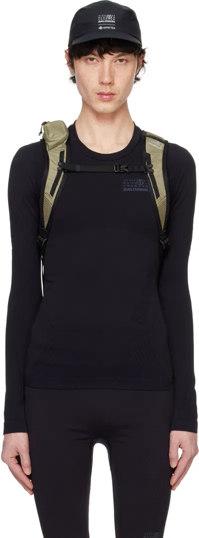 Mm6 Maison Margiela Black Salomon Edition Textured T-shirt In 900 Deep Black