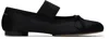 Mm6 Maison Margiela Black Satin Anatomic Logo Ballerina Flats In T8013 Black