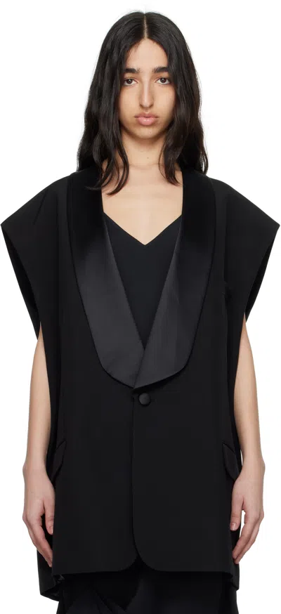 Mm6 Maison Margiela Black Satin Lapel Vest In 900 Black