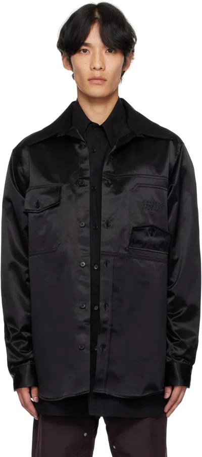 Mm6 Maison Margiela Black Satin Long Sleeve Shirt