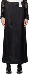 Mm6 Maison Margiela Black Satin Maxi Skirt In 900 Black