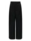 Mm6 Maison Margiela High Waist Wide Leg Trousers With Belt Loops And Side Pockets In Black