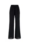 Mm6 Maison Margiela Relaxed Fit Silk Pants With Button Placket In Black