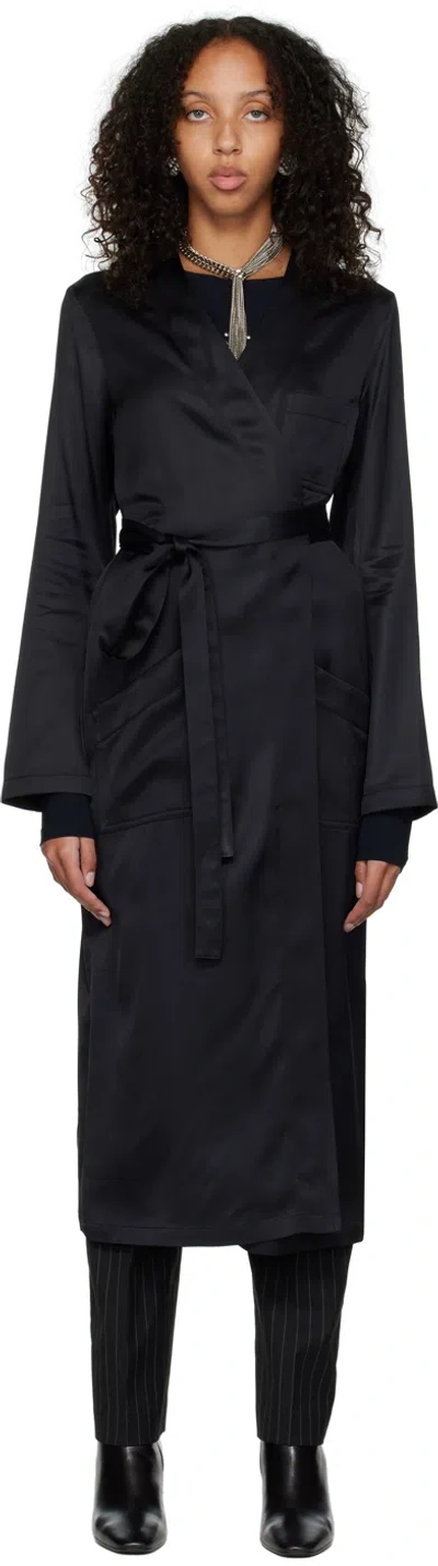 Mm6 Maison Margiela Black Self-tie Trench Coat In 900 Black