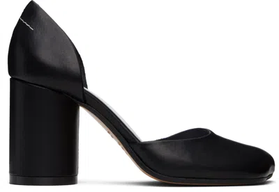 Mm6 Maison Margiela Black Shiny Vegetable Tanned Leather Court Heels In T8013 Black