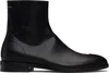 Mm6 Maison Margiela Black Shiny Vegetable Tanned Leather Trunk Boots In Black