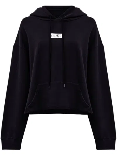 MM6 MAISON MARGIELA WOMEN BLACK SIGNATURE TEXTURE HOODIE, L LUXURY SWEATSHIRTS & HOODIES FOR WOMEN DARVEYS