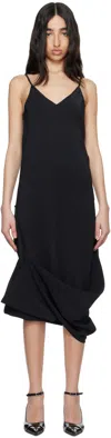 Mm6 Maison Margiela Black Silk Maxi Dress In 900 Black