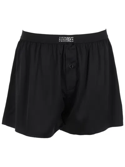 Mm6 Maison Margiela Black Silk-blend Boxer Shorts