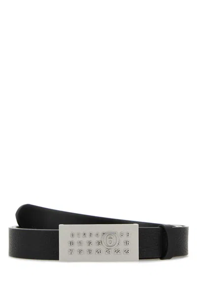 Mm6 Maison Margiela Cintura In Pelle Nera Donna In Black