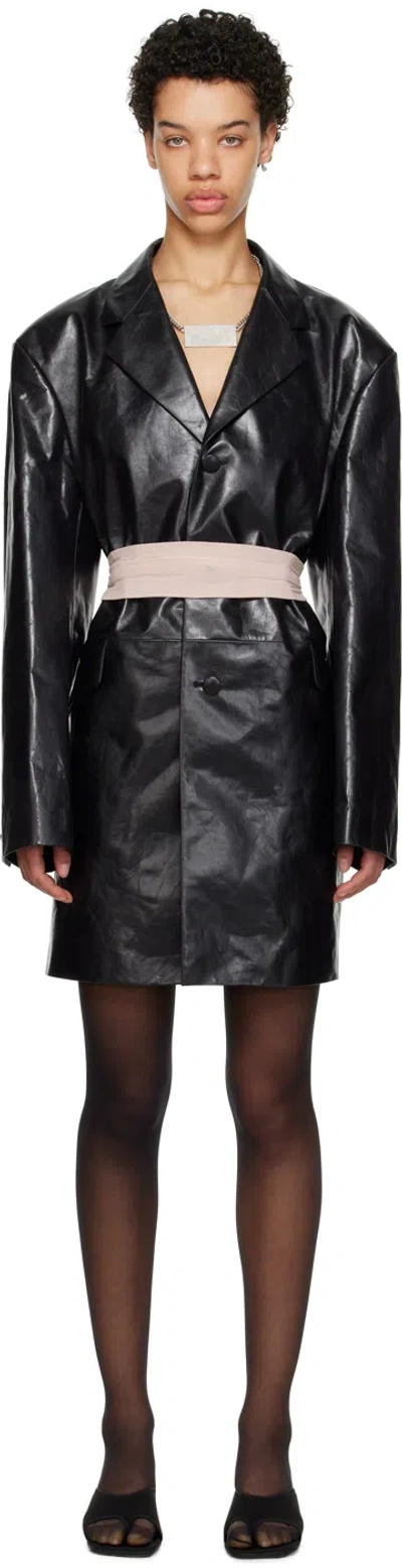 Mm6 Maison Margiela Black Single-breasted Leather Jacket In 900 Black