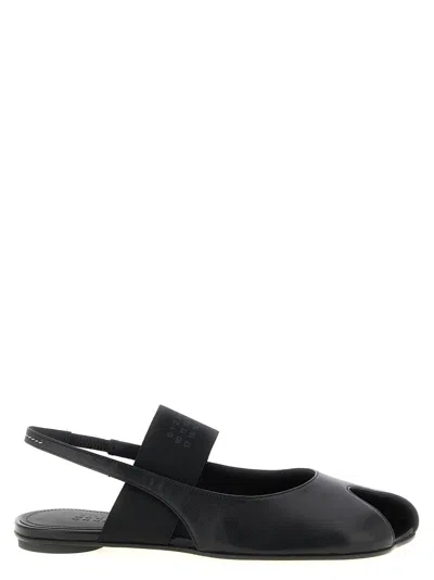 Mm6 Maison Margiela Logo Detailed Open-toe Slingback Sandals In Black