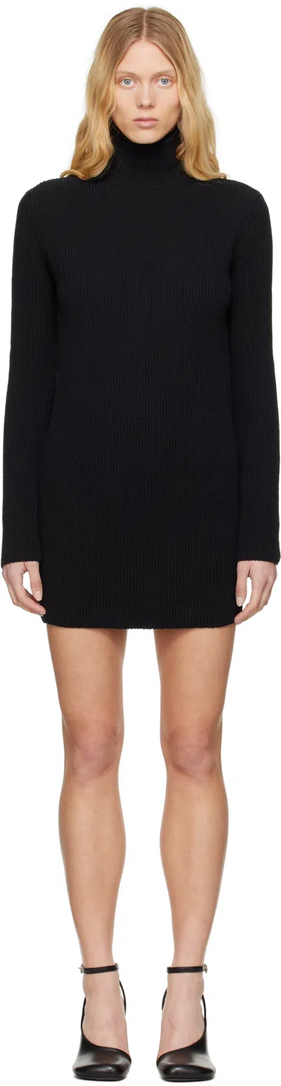 Mm6 Maison Margiela Black Slitted Camionneur Minidress In 900 Black
