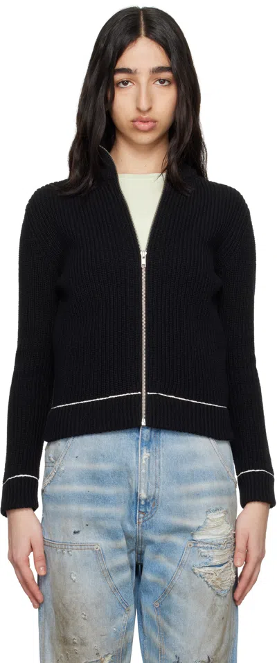 Mm6 Maison Margiela Black Slitted Camionneur Track Jacket In 900 Black