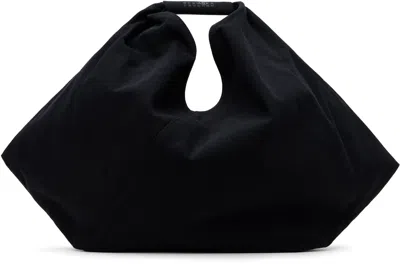 Mm6 Maison Margiela Black Soft Cotton Draped Tote In T8013 Black
