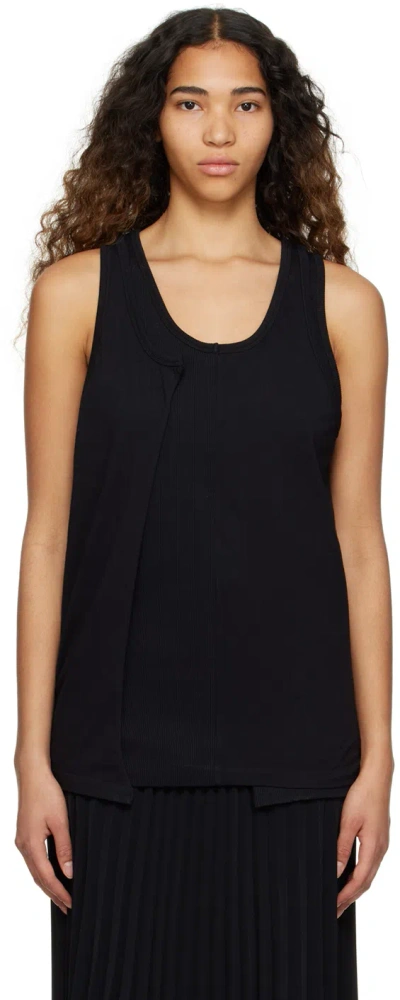 Mm6 Maison Margiela Black Spliced Tank Top In 962 Black