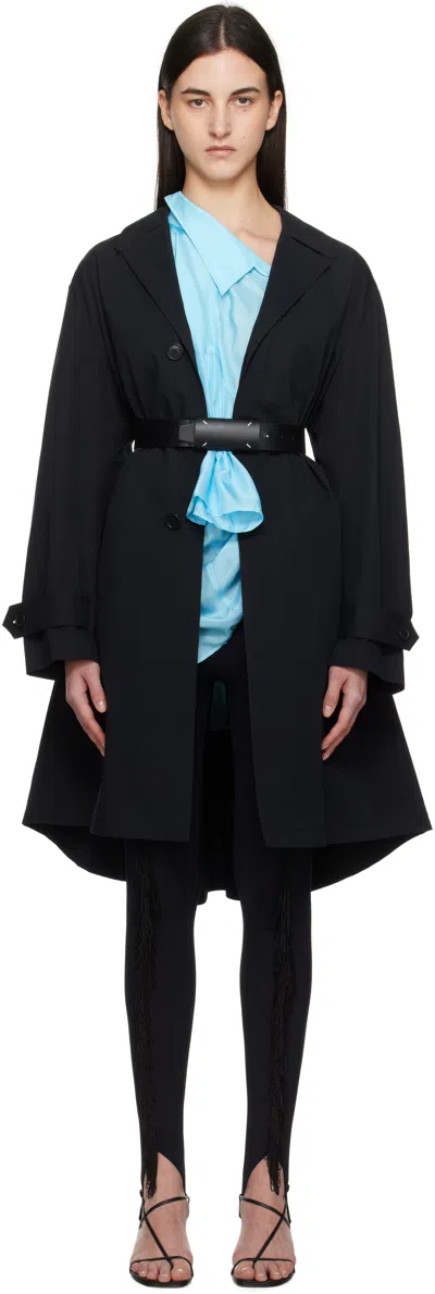 Mm6 Maison Margiela Black Spliced Trench Coat In 900 Black