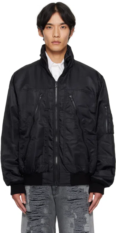 Mm6 Maison Margiela Black Sports Bomber Jacket