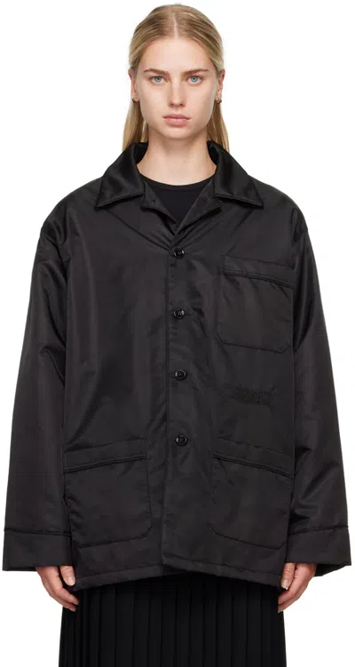 Mm6 Maison Margiela Black Spread Collar Jacket In 900 Black