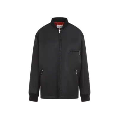 Mm6 Maison Margiela Black Stand-up Ribbed Collar Jacket