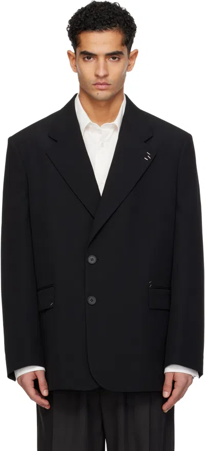 Mm6 Maison Margiela Black Stapled Wool-blend Blazer