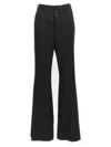 Mm6 Maison Margiela Mm6 By Maison Margiela Flared Black Wool Blend Pants With Contrast Stitching In Black